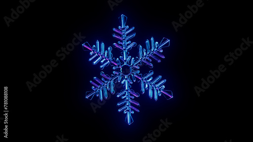 Intricate Neon Snowflake with Pink and Blue Highlights