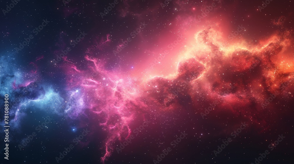 Astronomy: A 3D vector illustration of a nebula, with its colorful gases and dust clouds