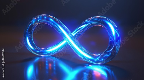A blue and neon shaped infinity symbol