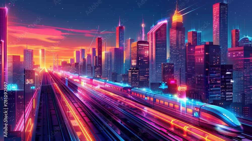 Technology and Innovation: A 3D vector graphic showing a futuristic cityscape