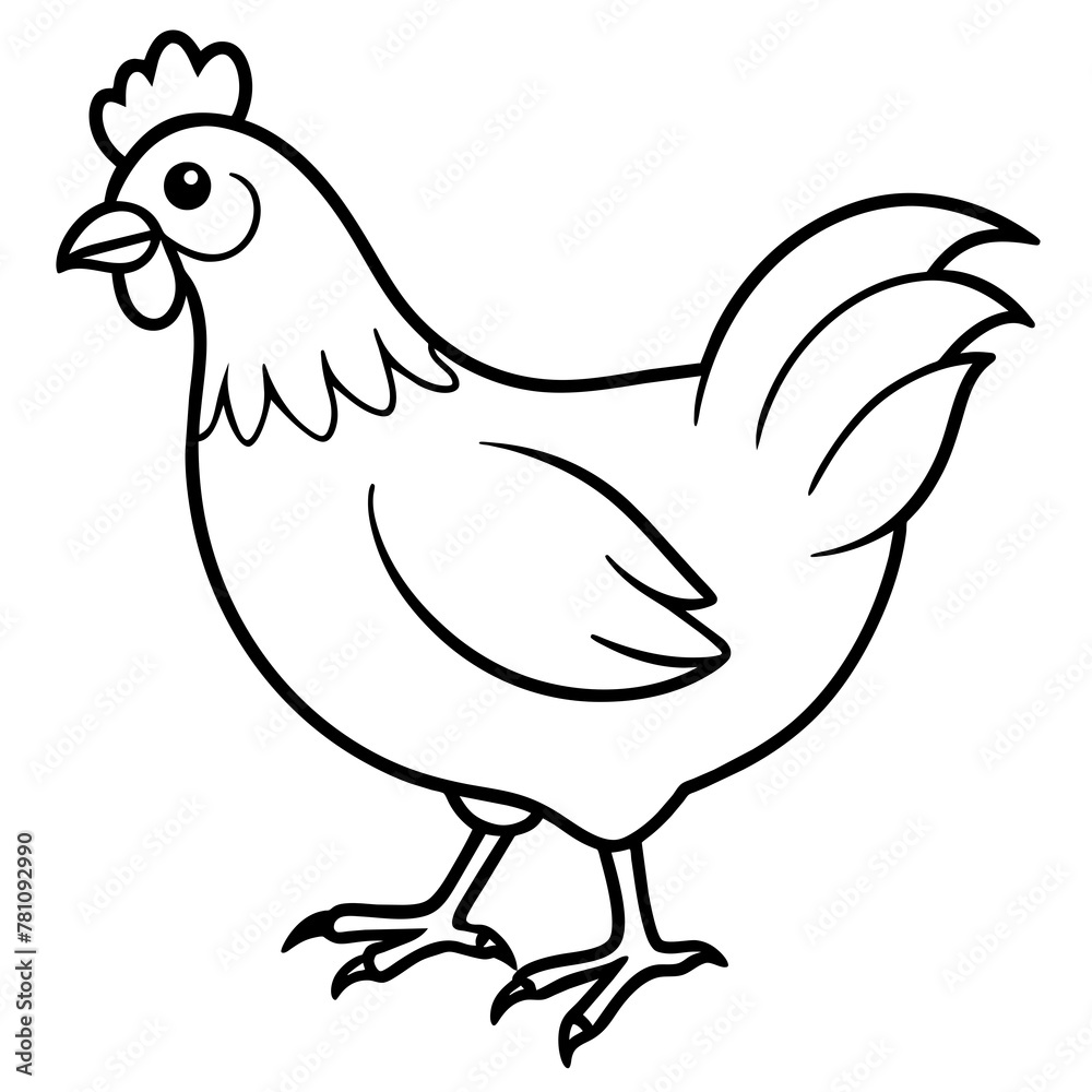 Fototapeta premium chicken vector illustration with line art. 