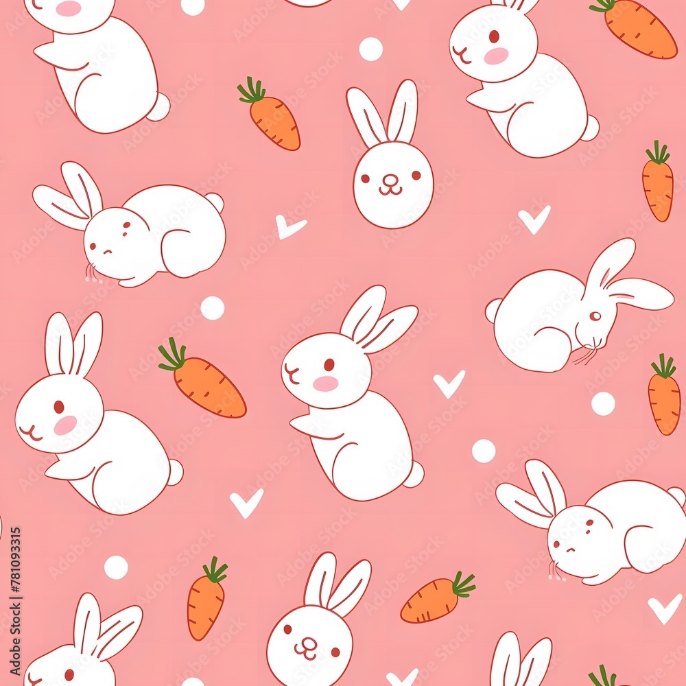 Cute Pink Bunny seamless Pattern Cute Pink Bunny seamless Pattern
