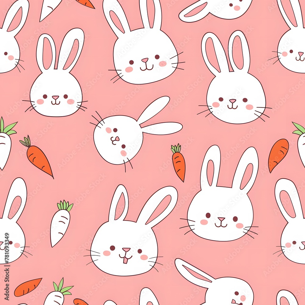 Cute Pink Bunny seamless Pattern