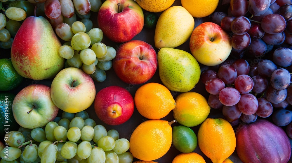 Fruit mix on a colorful background. A delicious and nutritious food selection. Fruit mix on a colorful background. A delicious and nutritious food selection.