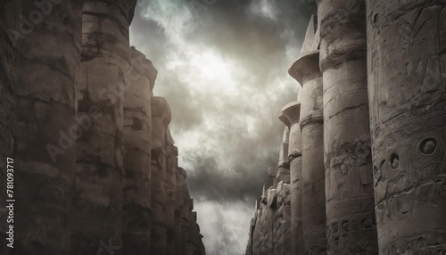 great hypostyle hall and clouds at the temples of karnak photo
