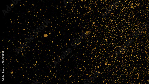 Strokes with Golden Paint Brush on Black Paper.Abstract gold dust background, Glitter On Black Background,Gold Paint Glittering Textured photo