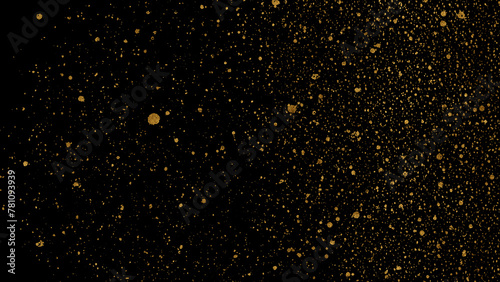 Strokes with Golden Paint Brush on Black Paper.Abstract gold dust background, Glitter On Black Background,Gold Paint Glittering Textured