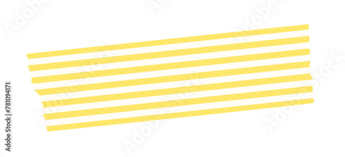 カットした黄色と白の縞模様のマスキングテープ - シンプルでおしゃれなデコレーション素材
