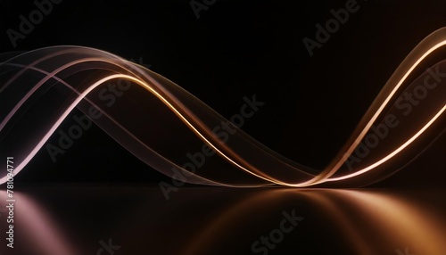 3d render abstract neon background fluorescent ines glowing in the dark room with floor reflection virtual dynamic curvy ribbon fantastic panoramic wallpaper digital data transfer energy concept photo