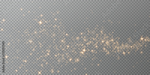 Christmas background. Powder dust light PNG. Magic shining gold dust. Fine, shiny dust bokeh particles fall off slightly. Fantastic shimmer effect. Vector illustrator.	
