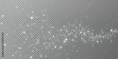 White png dust light. Bokeh light lights effect background. Christmas background of shining dust Christmas glowing light bokeh confetti and spark overlay texture for your design.	

