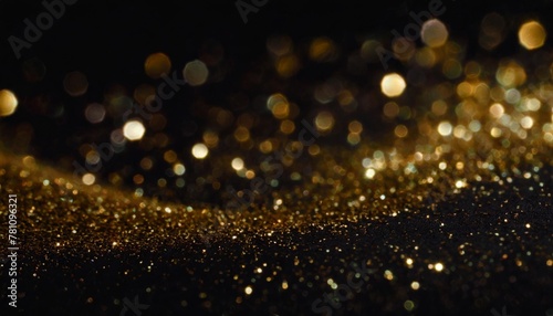 abstract background with golden glitter effects on black background golden glitter for overlay in graphic art golden light in bokeh effect
