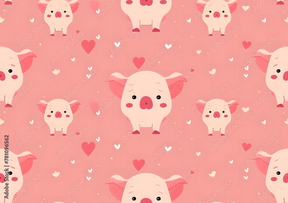 Cute pink piggy seamless pattern Cute pink piggy seamless pattern