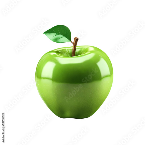 Close up of green apple transparent background 