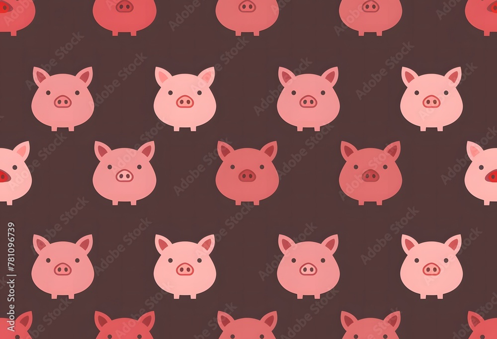 Cute pink piggy seamless pattern Cute pink piggy seamless pattern