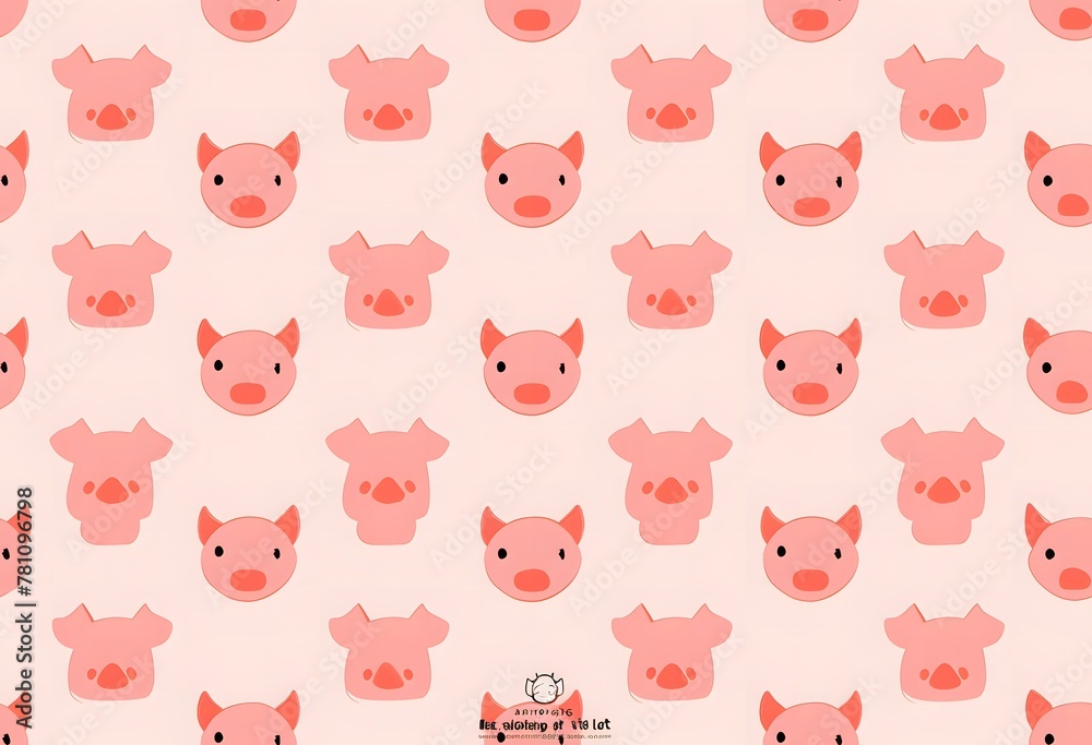 Cute pink piggy seamless pattern Cute pink piggy seamless pattern