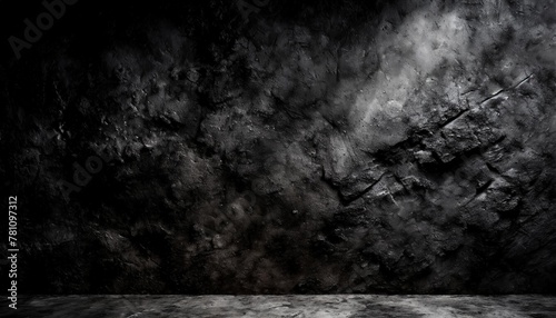 fond d un mur noir texture ciment beton ambiance sombre arriere plan pour conception et creation graphique photo