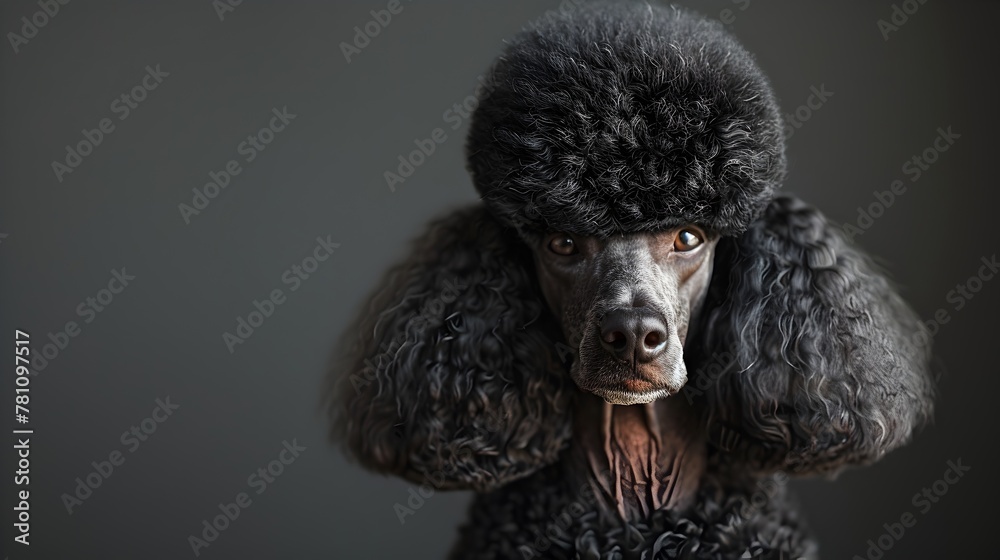 Elegant and Sophisticated Standard Poodle with Precision Grooming Showcasing Breed s Intelligence and Versatility in Close up Portrait