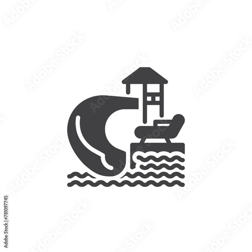 Aquapark water slide vector icon
