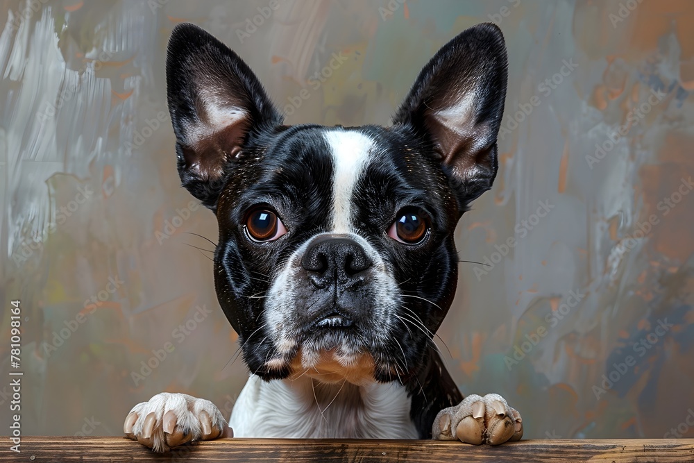 Portrait of Inquisitive Boston Terrier Highlighting Breed s Intelligent and Lively Character Portrait of Inquisitive Boston Terrier Highlighting Breed s Intelligent and Lively Character
