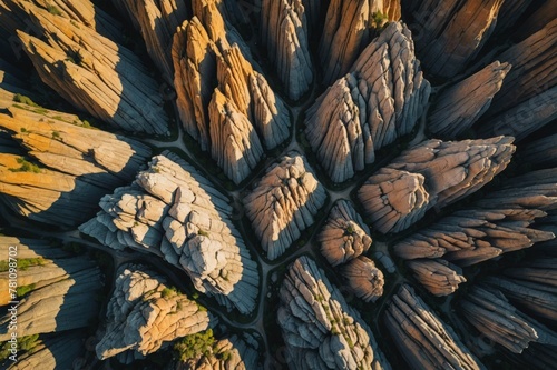 Aerial abstract view of rock formations photo