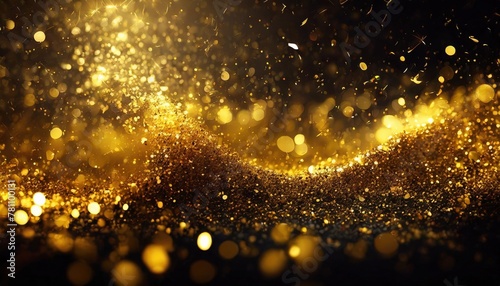 abstract luxury gold background with gold particle glitter vintage lights background christmas golden light shine particles generative ai