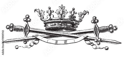 Hand drawn Crown. Vintage engraved illustration. Heraldic Design. King Crown sketch. Hand drawn royal symbol of power drawn on white. Vintage engraved illustration © PackagingMonster