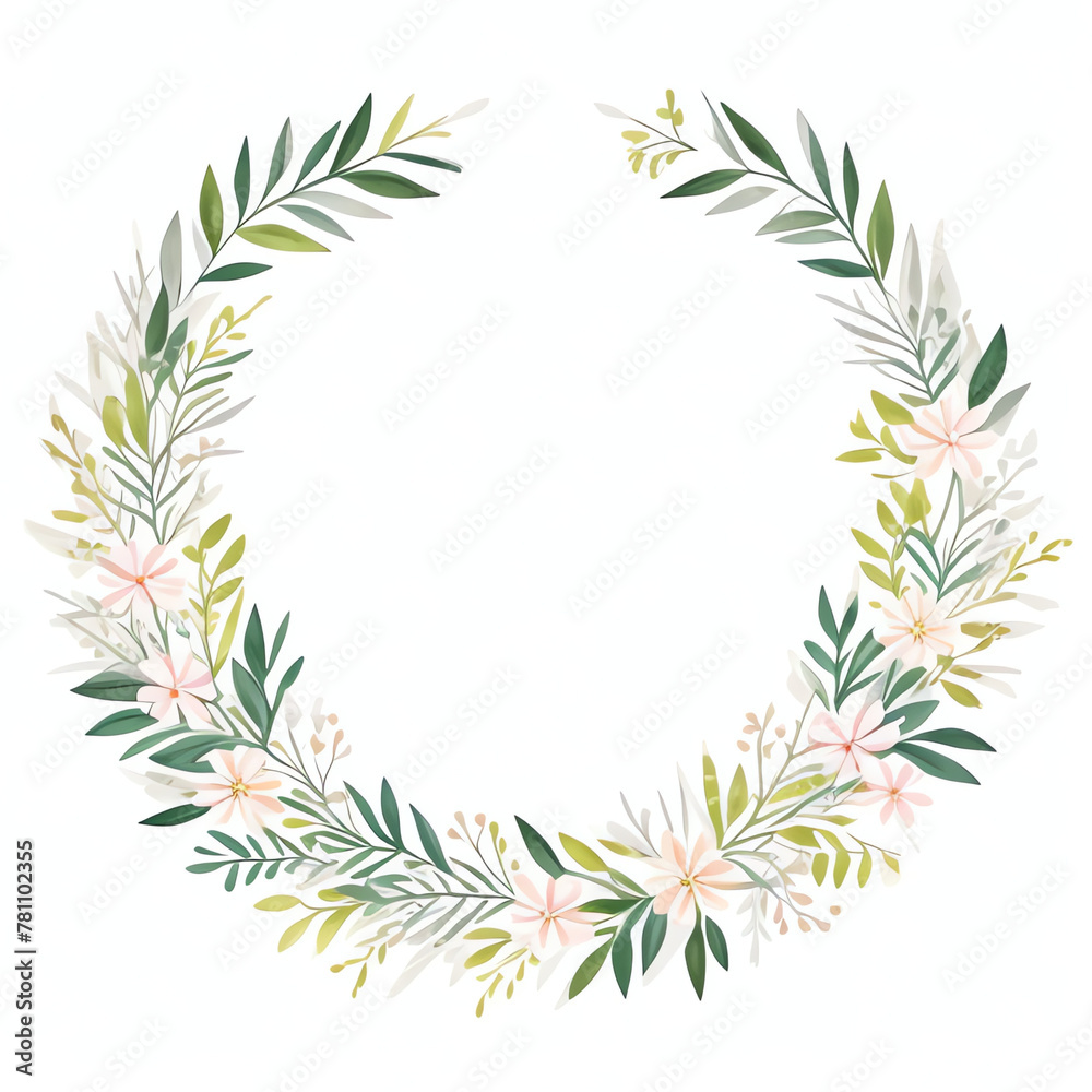 wreath with leaves flora for the wedding. hand draw, invitation vintage style, wreath with leaves flora for the wedding. hand draw, invitation vintage style,