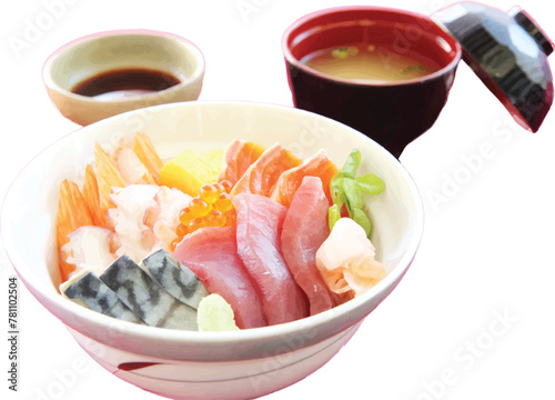 donburi sashimi japan food vector