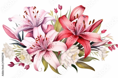 Watercolor alstroemeria clipart featuring colorful blooms with speckled petals. flowers frame  botanical border  Delicate floral illustration for wedding  greeting cards  jewelry and other designs.