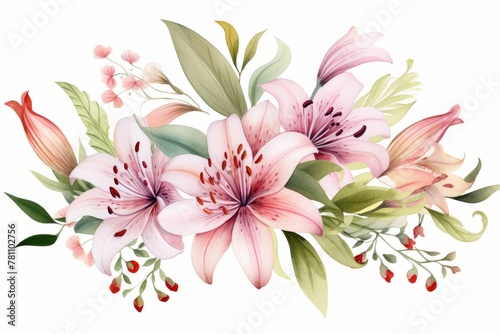 Watercolor alstroemeria clipart featuring colorful blooms with speckled petals. flowers frame  botanical border  Delicate floral illustration for wedding  greeting cards  jewelry and other designs.