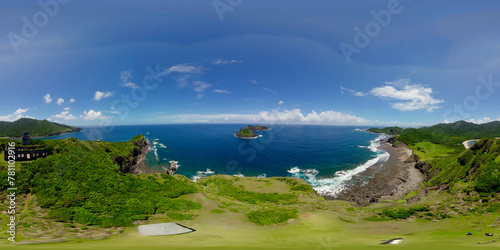 Seascape  Tropical island in the ocean. Palaui island  Cape Engano  Dos Hermanas island. Philippines. VR 360.