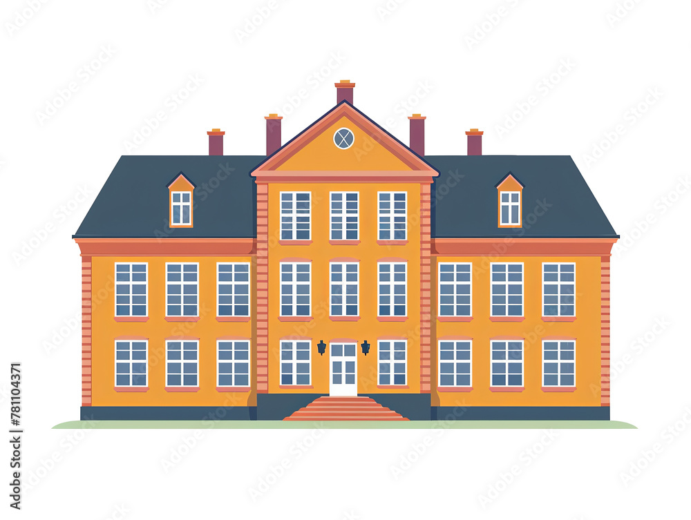 A school building vector flat minimalistic isolated illustration, cut out, isolated on transparent background. 