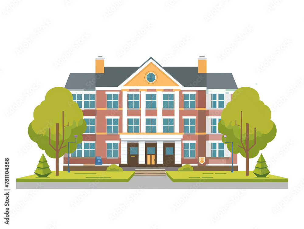 A school building vector flat minimalistic isolated illustration, cut out, isolated on transparent background. 