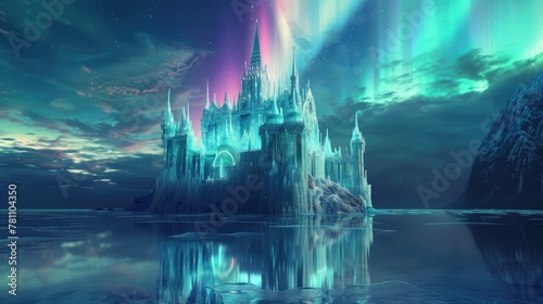 Whimsical Architecture Under Aurora Borealis