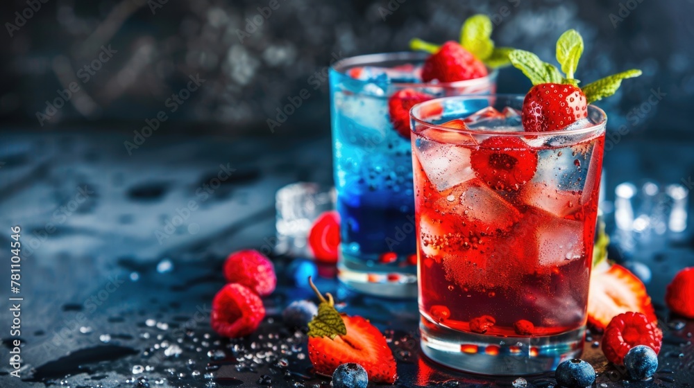 Cocktails and mocktails in the colors of the American flag Cocktails and mocktails in the colors of the American flag