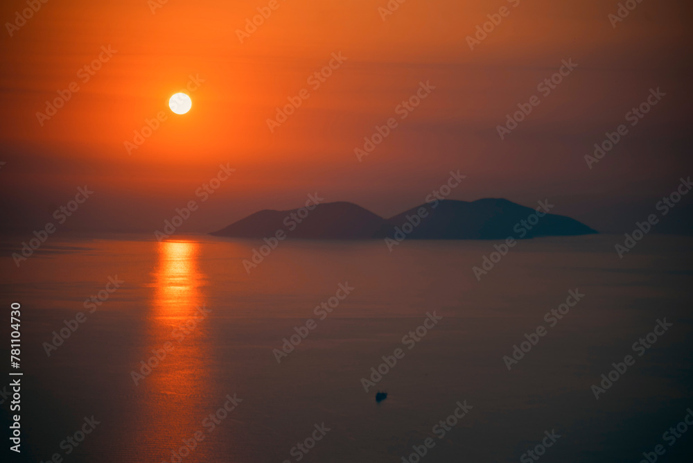 Sunset over the sea in Vlore, Albania