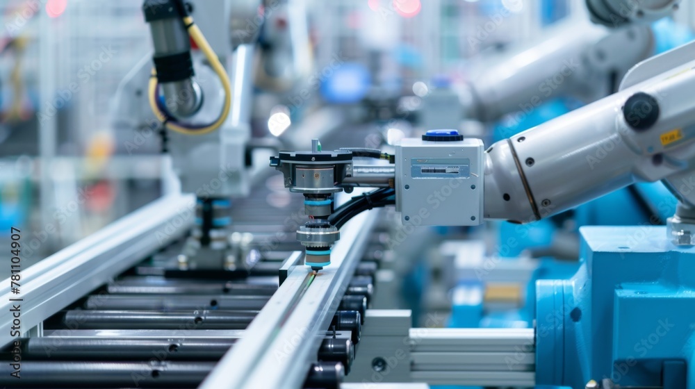 Industrial Robot Working on Machinery Industrial Robot Working on Machinery