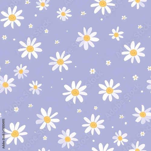 Daisy pattern seamless flat illustration simple design cute baby blue background