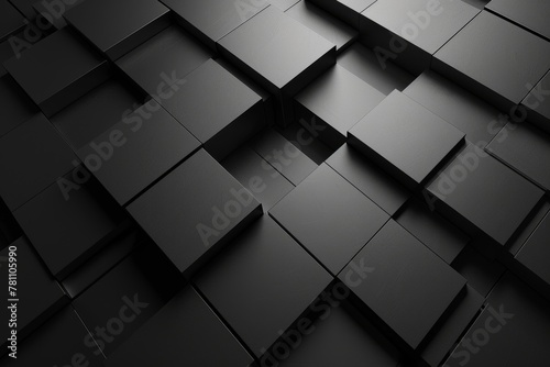 A black and white photo of a wall made of black squares. Background concept