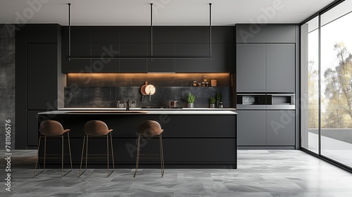 Elegant Black Kitchen with Gold Accents