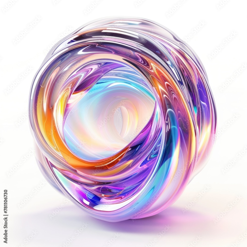 Morphing Iridescent Orb. Realistic 3D Illustration of Fluid Design with Abstract Flow Against White Background Morphing Iridescent Orb. Realistic 3D Illustration of Fluid Design with Abstract Flow Against White Background
