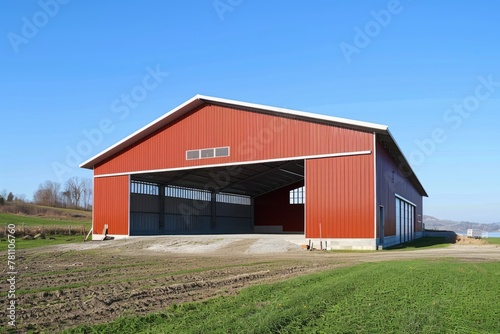 New Modern Agricultural Barn for Efficient Storage and Farming - Metal and Concrete Block Design © Web