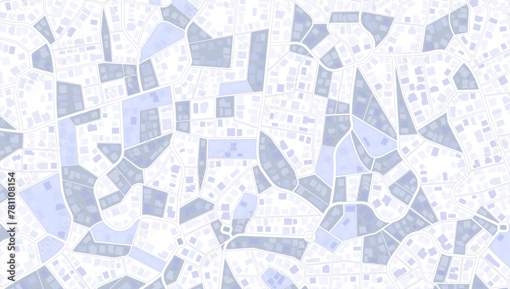 Close-up of a city street map. Geography distance plan. Various sizes and shapes. The street map. Flat vector illustration