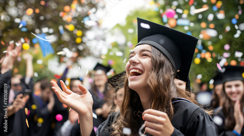 Depicting graduation ceremonies, happy graduates, and celebrating academic achievements.