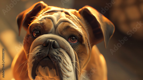 A Bulldog showcasing its signature squishy face and wrinkled brow