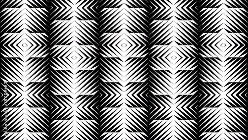 Abstract creative black and white geometric shape zigzag stripe motion background. Video animation Ultra HD 4k footage.