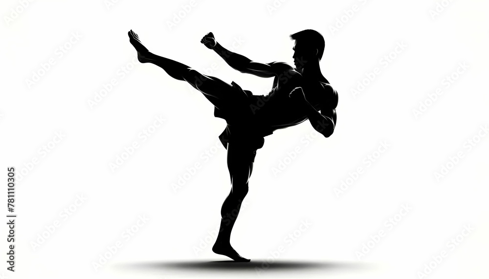 Muay Thai in the black and white version