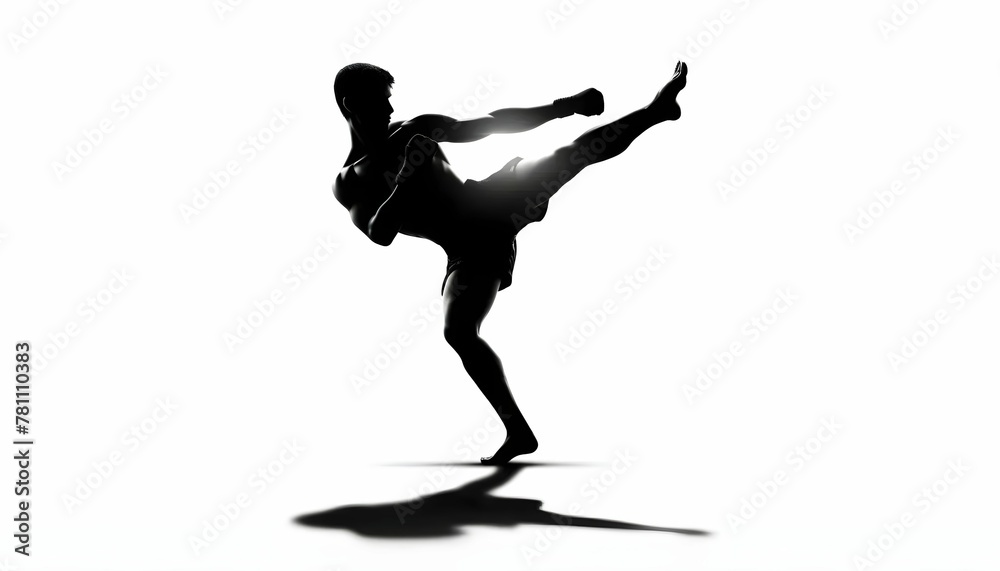 Muay Thai in the black and white version