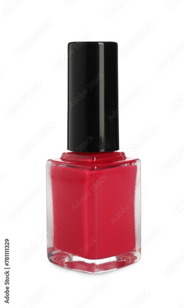 Red nail polish in bottle isolated on white Red nail polish in bottle isolated on white